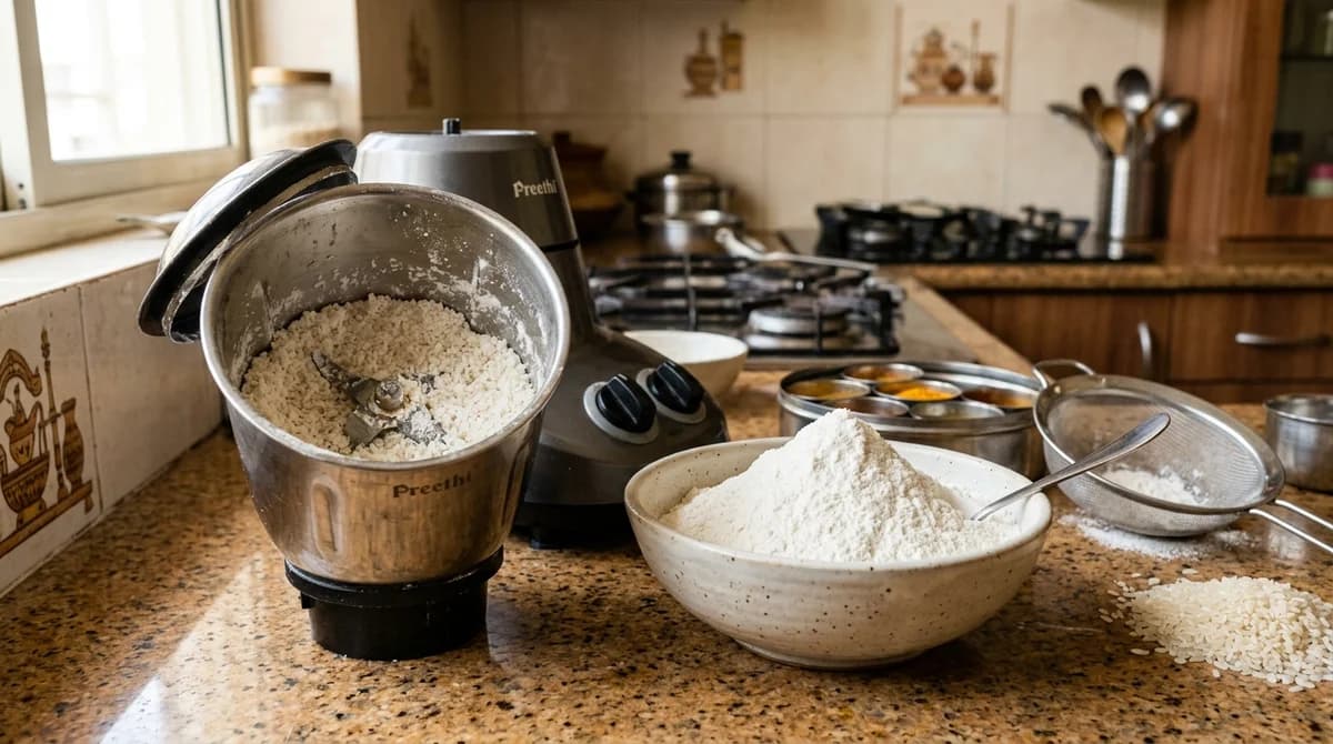 मिक्सरमध्ये बारीक तांदळाचे पीठ दळणे